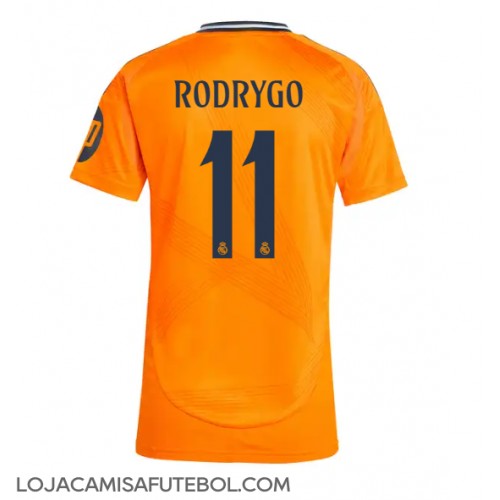 Camisa de Futebol Real Madrid Rodrygo Goes #11 Equipamento Secundário Mulheres 2024-25 Manga Curta